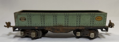 Góndola de hojalata vintage Lionel Lines 1677 calibre O coche de carga verde preguerra O27 | Condition: Used