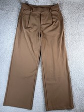 HALARA High Waisted Womens Large Baggy Pants Pleated Pocket Wide Leg Brown NWT