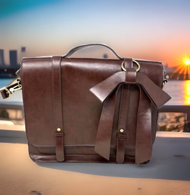 ECOSUSI Women's Brown Vegan Leather Backpack Briefcase, Messenger, Laptop Bag