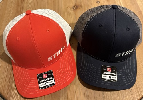 Stihl Trucker Richardson Adjustable Hats Gray/Blue And White/Orange (Two) - Picture 3 of 4