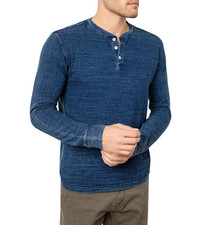 Rails Skhi Striped Cotton Long Sleeve Henley Pullover Indigo Dyed Blue Mens 2XL