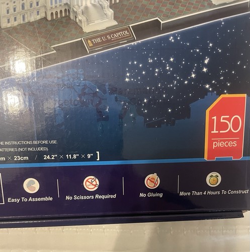 CubicFun LED U.S. Capitol 3D Puzzle, Lighting Up Building Model Open Box / New - Picture 3 of 19