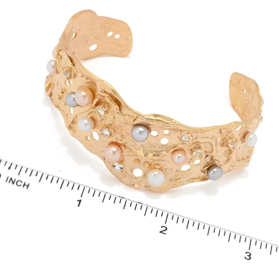 Toscana Italiana Armband 18K vergoldet "Galassia" Topas & Zuchtperlen - Bild 2 von 3