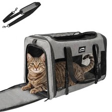 Soft Sided Two Cats Dog Carrier up to 25 lbs, Portable Mesh Pet Travel Bag fo...