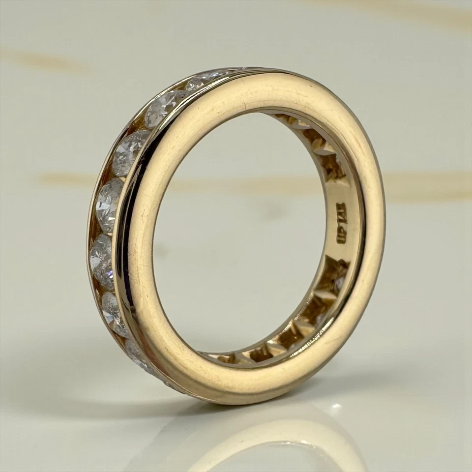 Banda de eternidad de diamantes vintage de oro amarillo de 14 quilates de 2,85 CTW con conjunto de canales talla 6 5,55 g Foto 4 de 4