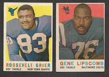 1959 Topps Roosevelt Grier #29 NY Giants & Gene Lipscomb (RC) #36 Colts