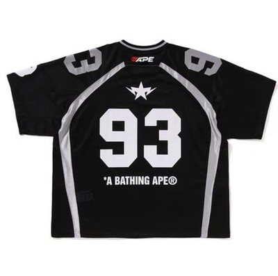 A BATHING APE Men's LINE CAMO JACQUARD RELAXED FOOTBALL JERSEY TEE
