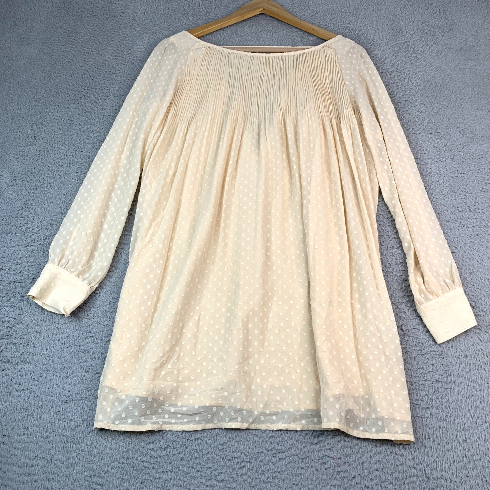 Blusa Top Anthropologie Kimch Azul Mujer Talla Pequeña Transparente Forrada Ligera