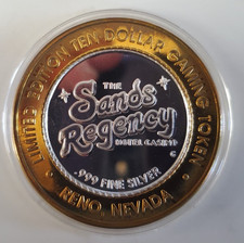 .60 .999 SILVER RENO NV~THE SANDS REGENCY LTD EDTN COLLECTRS SERIES $10 TOKEN