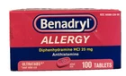Benadryl Allergy Relief Diphenhydramine 25 mg 100 Ultratabs Tablets