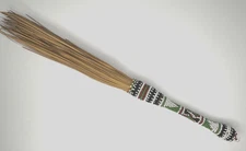 Yoruba Art beaded raffia fly whisk Osanyin Ifa Orisha beads escobilla de Osain