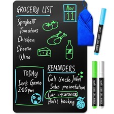 Magnetic Black Dry Erase Fridge Board 12 x 8 in with Markers  Eraser