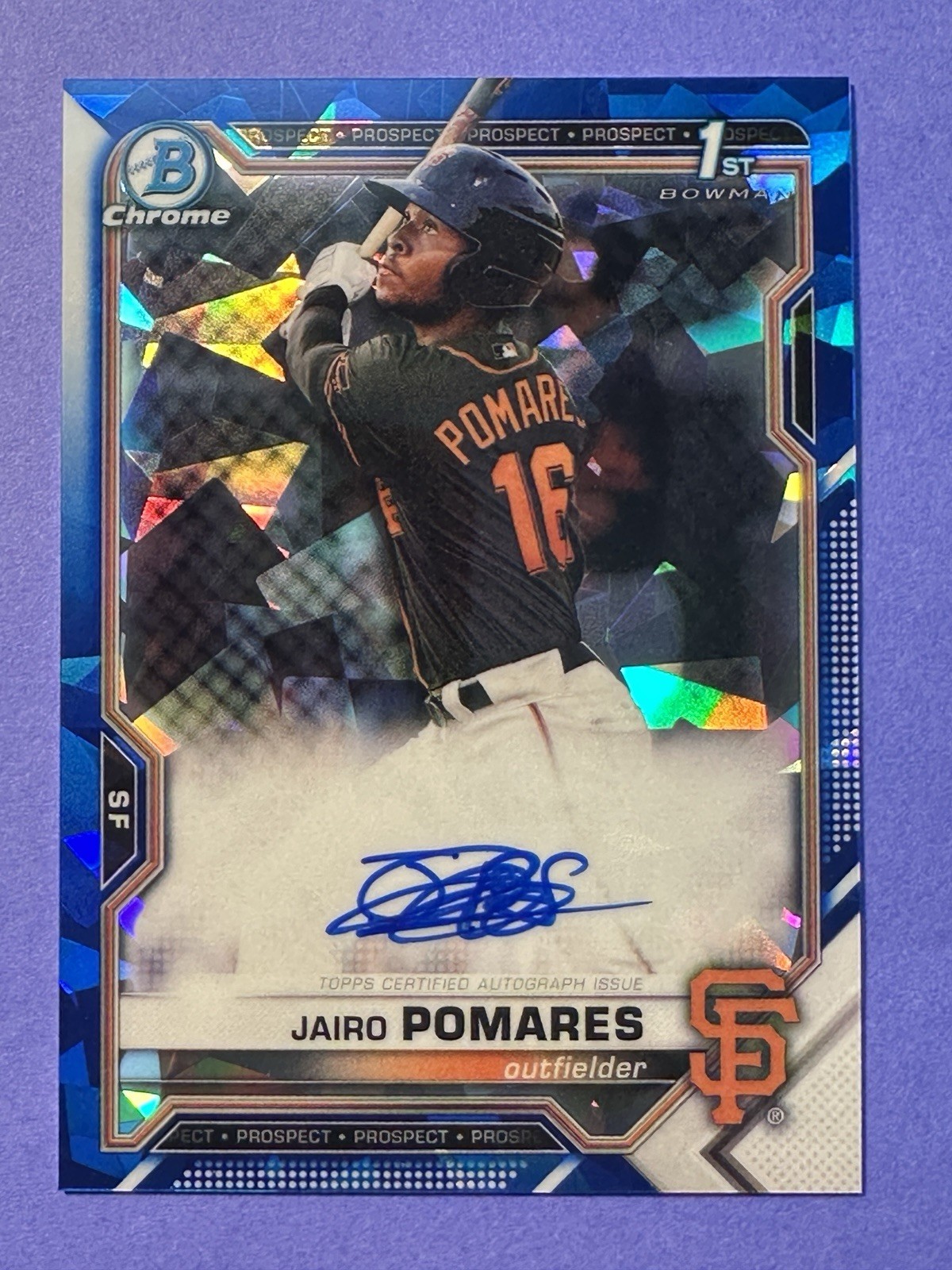 2021 Bowman Sapphire Edition Chrome Prospects Auto Jairo Pomares #BSPA-JP Auto