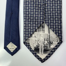 John W Nordstrom Signature Navy Blue Geometric Pattern Silk Tie Hand Sewn in USA