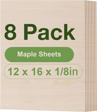 8 Pack Maple Plywood Sheets, 12 X 16X 1/8 Inch, 3Mm Plywood for Laser Cutting, T