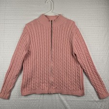 LL Bean Womens Light Pink Chunky Cable Knit F...
