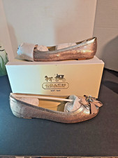 NIB Coach Abigail Flat Ballet Women's Shoes Blush Sequins Bow Charms sz 6