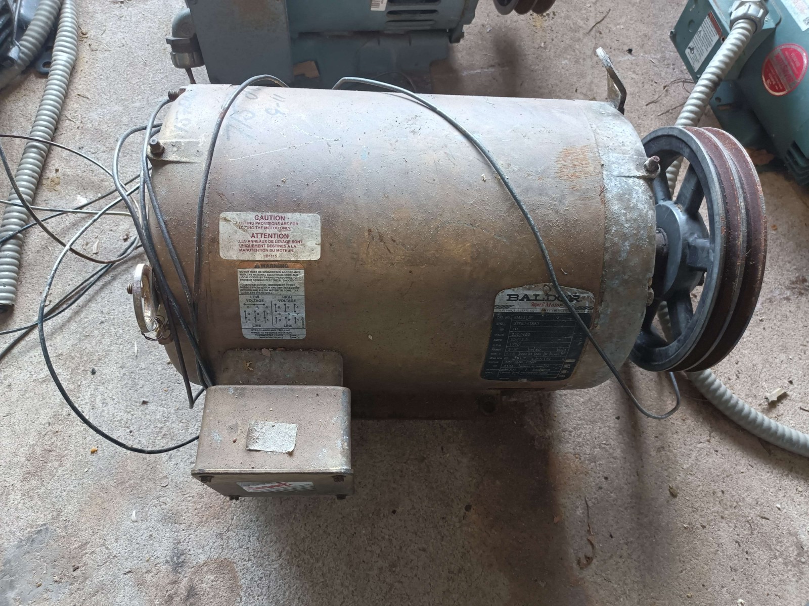 Baldor Electric Motor, Model: em3313t, 10 HP, 230/460V AC, 3PH 1800 RPM