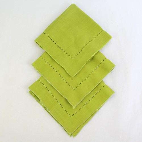 Set of 3 Chartreuse Green Square Cloth Napkins 16" x 16" - Picture 1 of 5