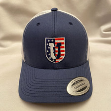 Yupoong Snapback Trucker Hat classics Blue White Red USA Flag Patch U One Size