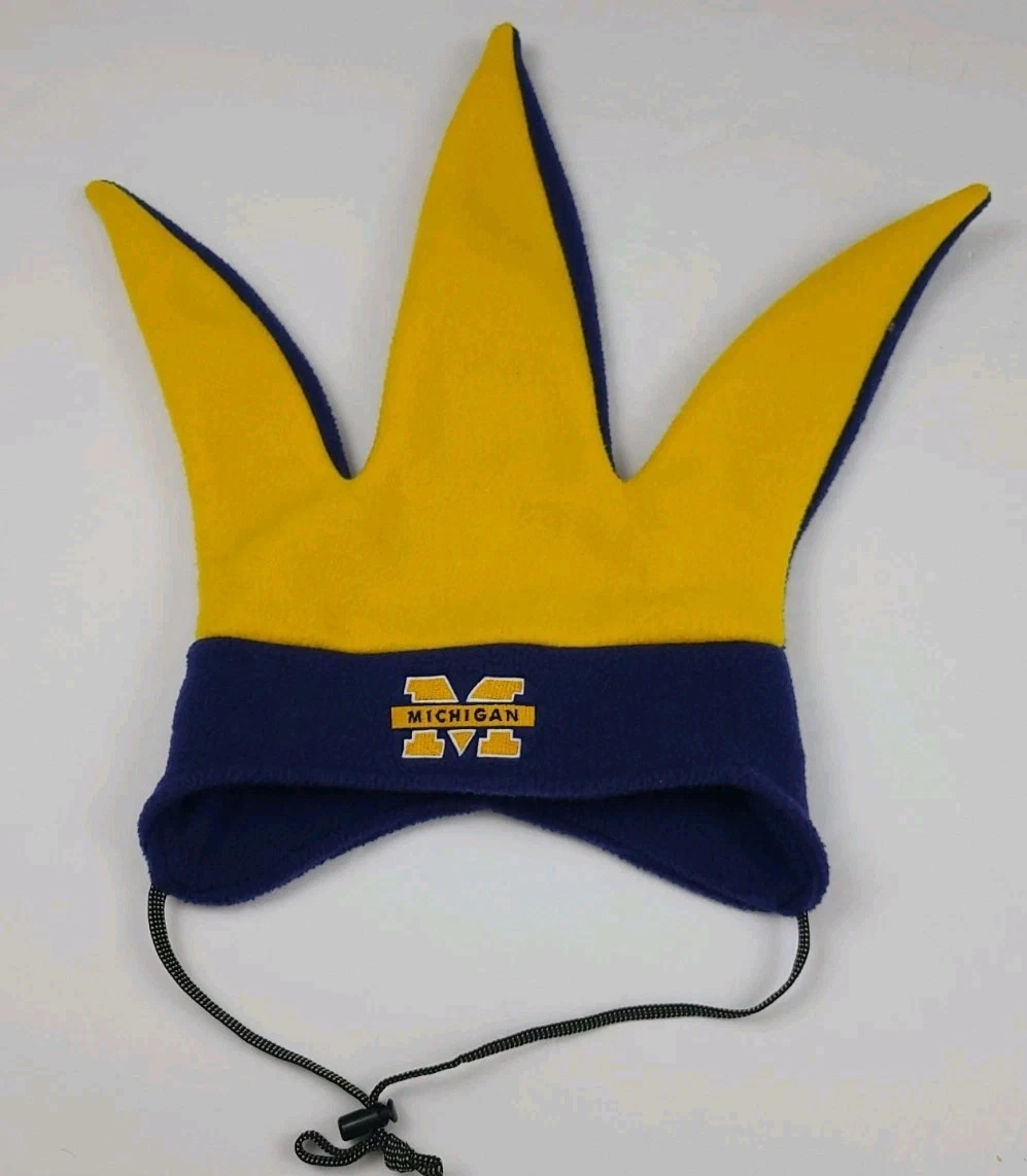 Vintage 90s University Michigan Wolverines Bula Fleece Hat Vtg Sport USA Made