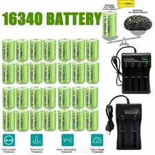 2800mAh Batteries CR123A 16340 Rechargeable Li-ion Battery / Smart Charger Lot