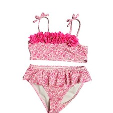 Janie Jack Pink Floral Two Piece Swimsuit Size: 5