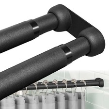 Double Shower Curtain Rod 27-47 Inches Wall Mounted Double Shower Curtain Rod...