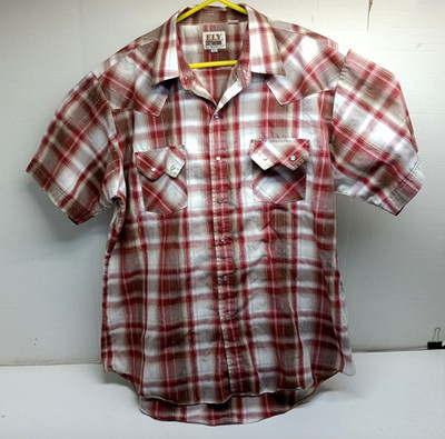 Ely Cattleman Pearl Snap Western Shirt Striped Short Sleeve Men's SZ XL  VGC