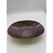 Art Glass Oval Bowl Purple & Gold Decorative Multi Use. 14x10