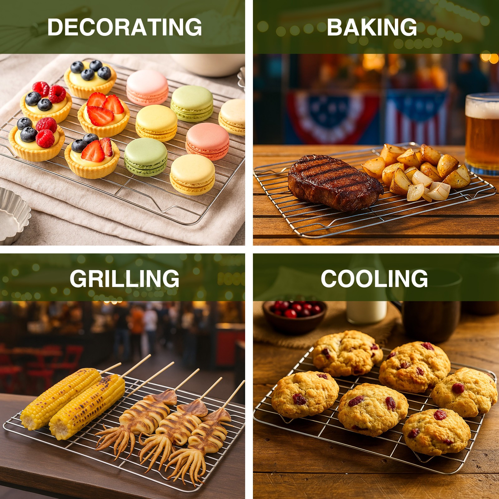 2 Pack Cooling Rack Stainless Steel Baking Racks for Cooking Baking Roasting — image 7