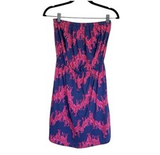 Lilly Pulitzer Windsor Giraffe Print Strapless Dress Pink Blue Sz S