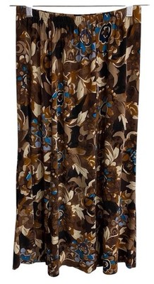 Vintage Bechamel Brown Floral Midi Skirt Sz Medium Coquette Office