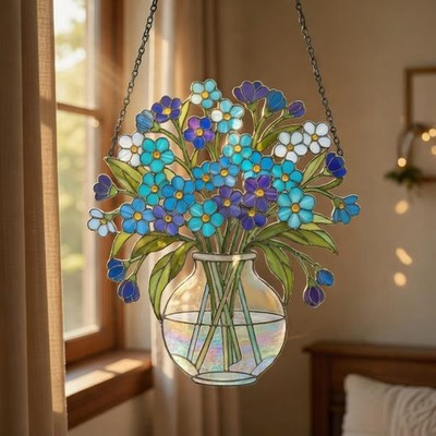 Forget Me Not Floral Suncatcher Acrylic Window Decor Gift
