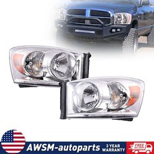 Pair Headlights Chrome For 2006-2008 Dodge Ram 1500 2500 3500
