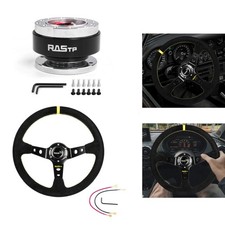 14inch Suede Leather Deep Dish 93mm Drifting Racing Steering Wheelquick Release
