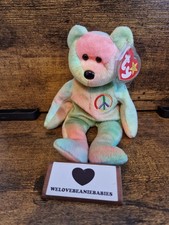 Ty Peace Bear Plush Retired with Tags Beanie Babies Soft Toy With Tags