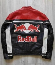 90’s RedBull Authentic Embroidered F1 Racing Leather Vintage Motorbike Jacket