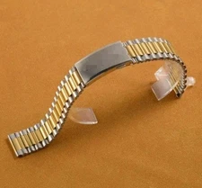 Two Tone silver & Gold 18mm Stainless Steel Watch Bracelet Strap Band Fits Rado