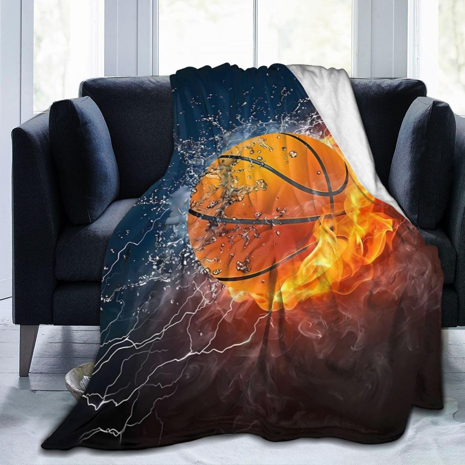 Basketball Fleece Blanket Super Soft Cozy Throw Blanket Twin 60x80inch, Light...