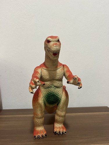 1980s Vintage Imperial Godzilla Bright Orange Green Yellow 8” - Picture 3 of 5