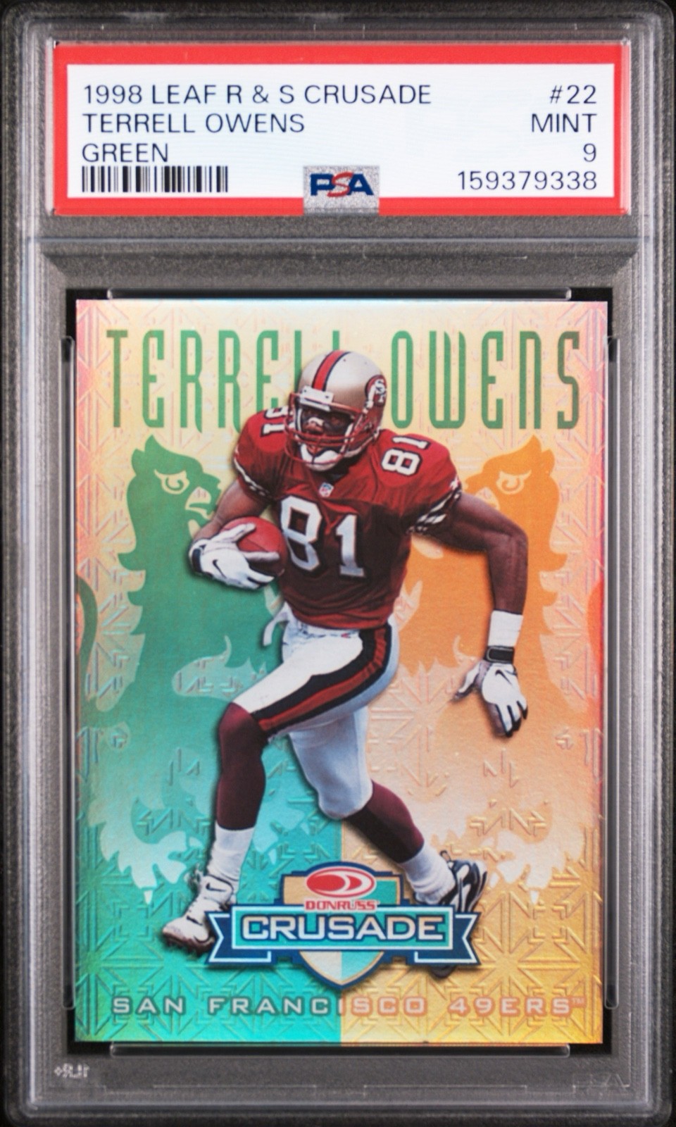 1998 Leaf Rookies & Stars - Donruss Crusade Terrell Owens #22 Green /250 PSA 9