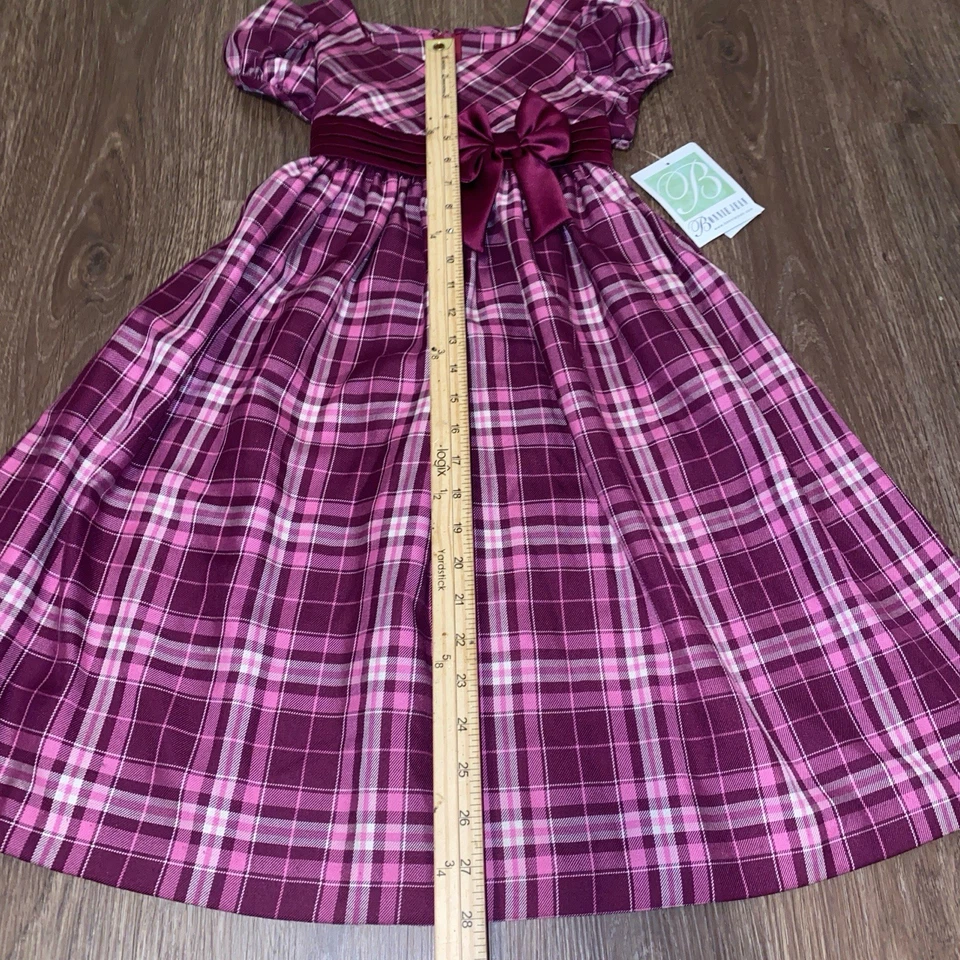 Vestido Bonnie Jean para niñas a rayas púrpura y rosa talla 7 con lazo Foto 4 de 4