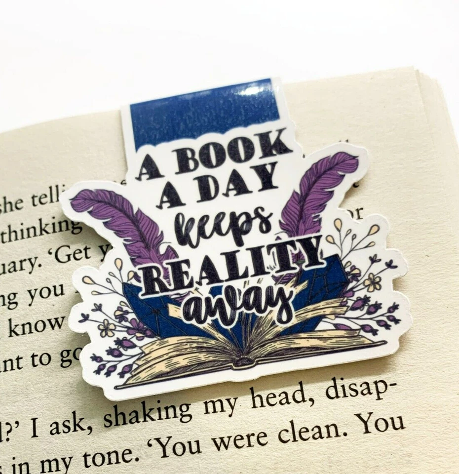BEWITCHINGLY BOOKISH Book a Day Reality Away Fun Magnetic Bookmark Book Lover Reader Gift Bookish