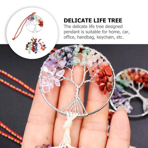 Colorful Pendant Artistic Design Natural Stone Jewelry Chakra Tree - Picture 3 of 12