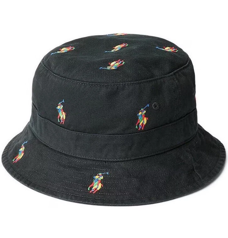 Polo Ralph Lauren Men's Tricolor Pony Luxury Cotton Twill Bucket Hat, Large,