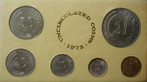 1975 SINGAPORE - OFFICIAL MINT SET (6) - YR of RABBIT - ORIG. BROWN WALLET -RARE - Picture 6 of 13