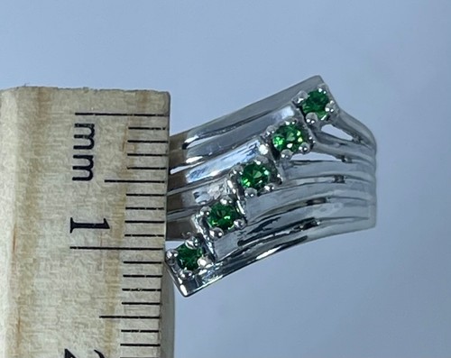 Anillo Tsavorita 14k, blanco, amarillo, rosa G, tamaño gratuito, EE. UU. - Imagen 7 de 8