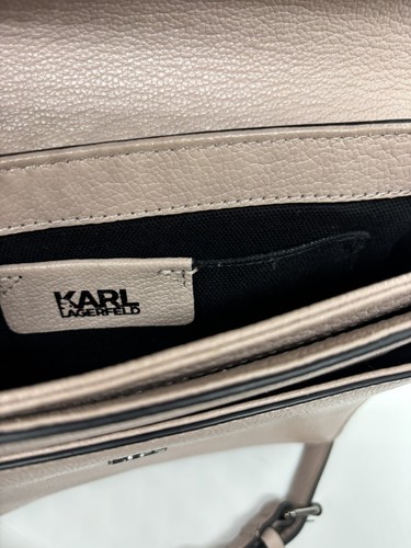 Schöne Karl Largerfield Leder Umhängetasche Handtasche in taupe!! - Bild 9 von 11