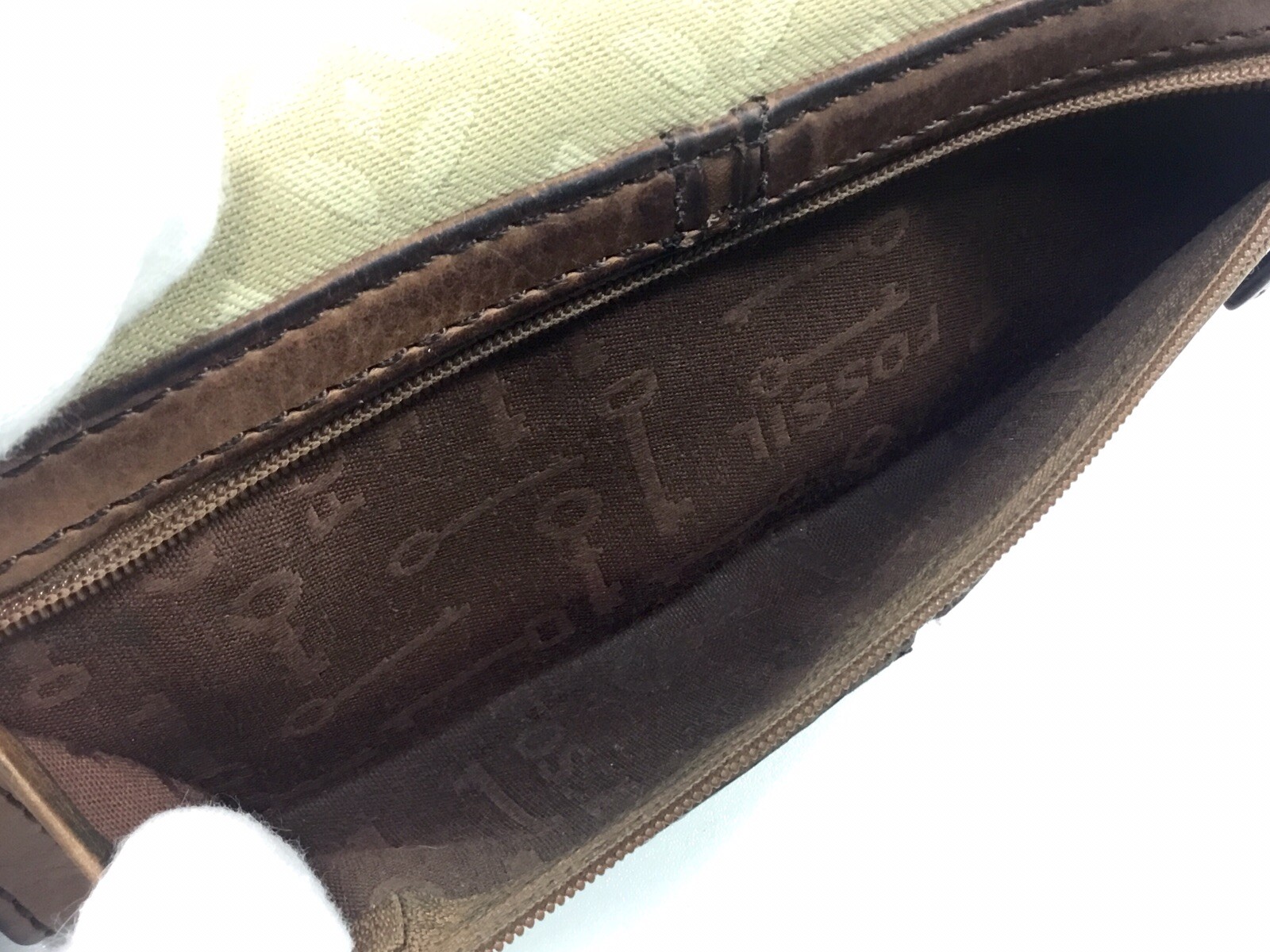 FOSSIL TRI MULTIFUNCTION BROWN LEATHER WALLET - image 13